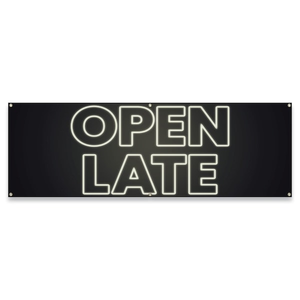 Signmission Open Late Banner Concession Stand Food Truck Single Sided B-72-30123 - main